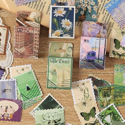 46 Stück Blumen Stempel Aufkleber für Scrapbooking Retro Style Saisonal Floral Basteln