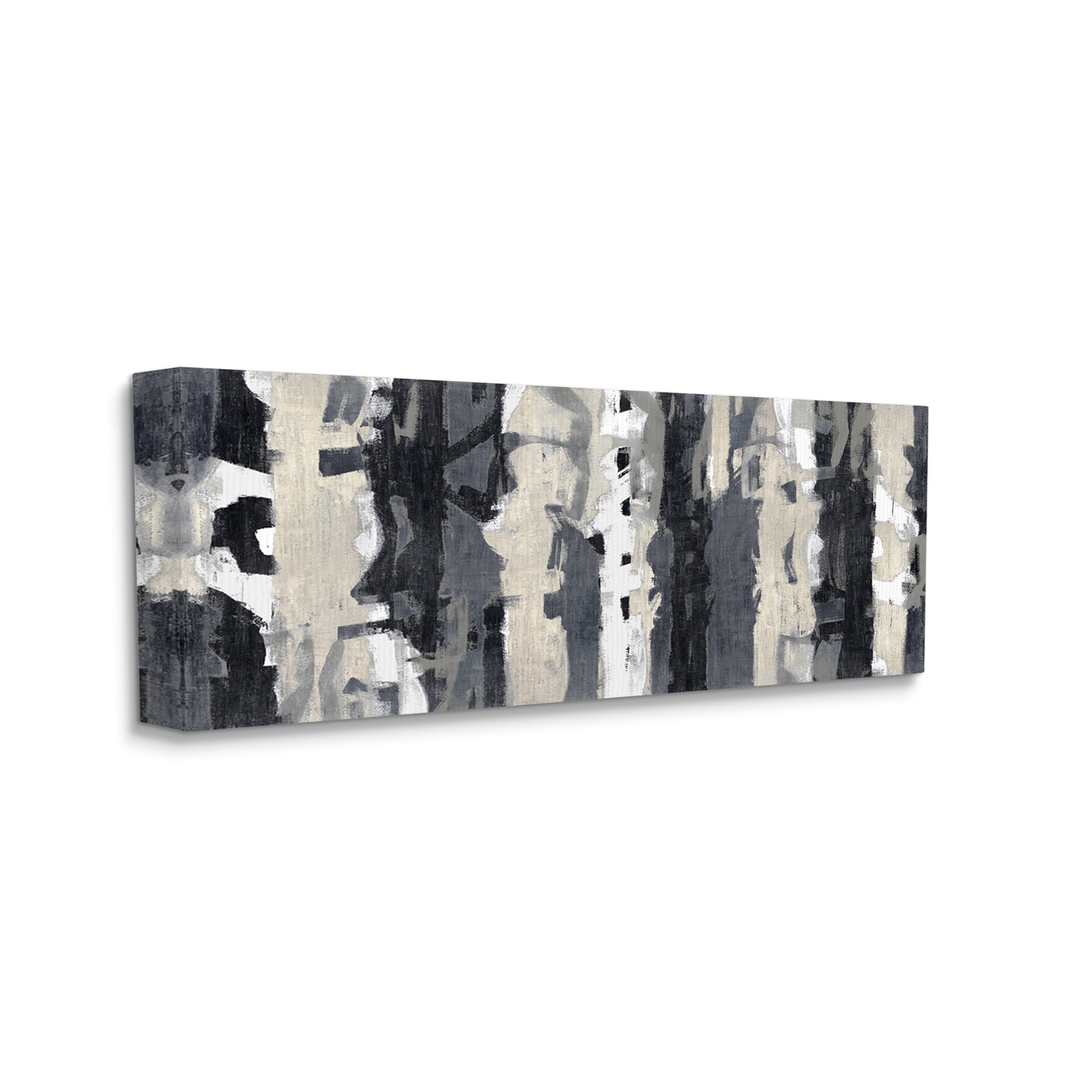 Stupell Modern Busy Abstraction Grey Beige Black Messy Grey 20 x 48