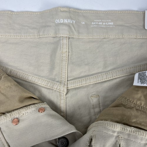 Pantalones cortos Old Navy Bronceados para mujer 14 Sky Hi A Line botón mosca 3” corte tiro más alto - Imagen 9 de 12