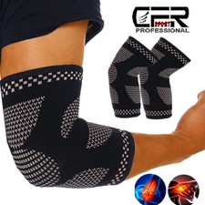 Copper Elbow Brace Compression Sleeve Support Tendonitis Pain For Tennis Golfer