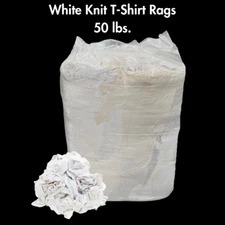 White Knit T-Shirt 100% Cotton Cleaning Rags 50 lbs. Bag - Multipurpose Cleaning