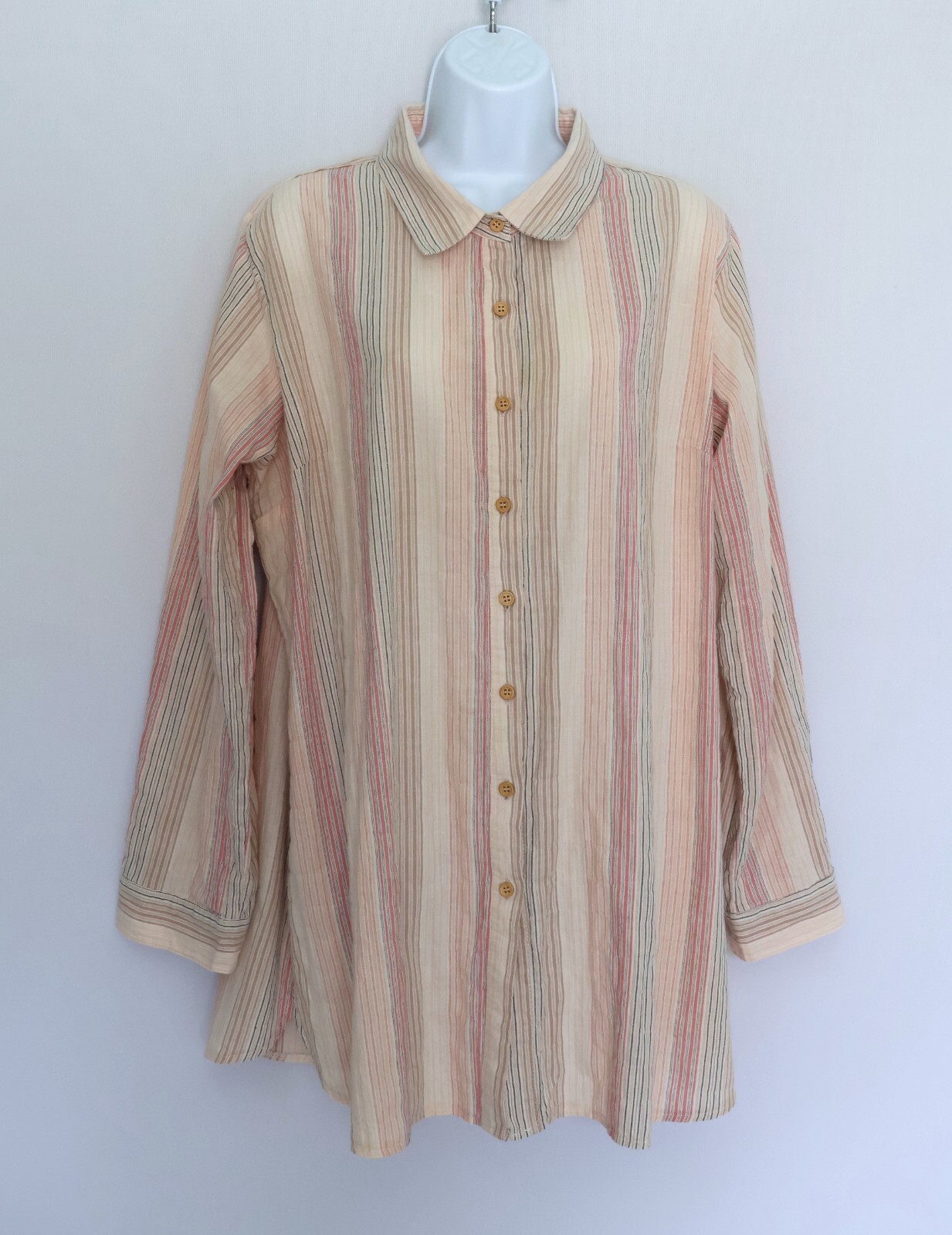 SOLITAIRE Multi-stripe Button Down Shirt Tunic Bl… - image 1