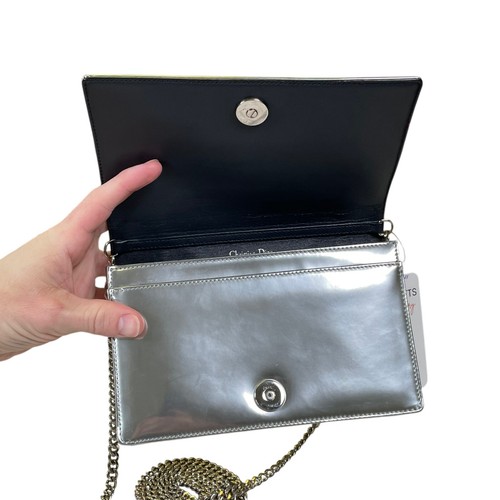 Christian Diorama Micro Silver Mini Clutch Chain Flap 2 Way Metallic Shoulder Pu - Picture 4 of 9