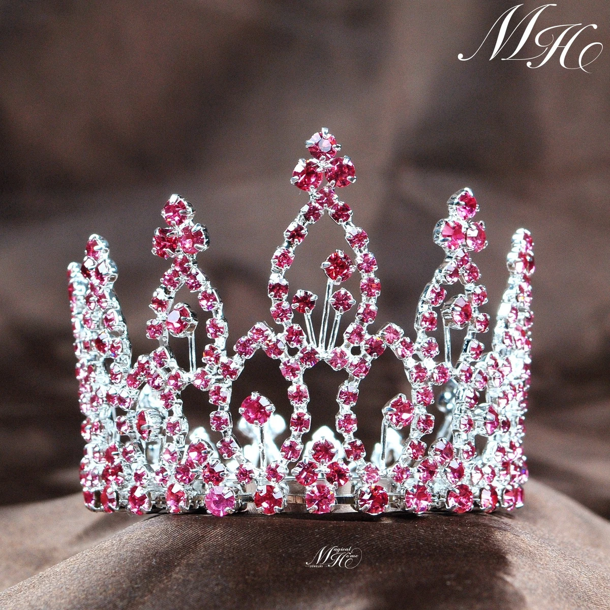 Mini Tiara Crown for Newborn Baby Photo Prop Crystal Pink Girl Crowns Round