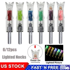 6/12pcs Lighted Nocks for Crossbow Bolts .300''/7.62mm Inside Diameter Half Moon