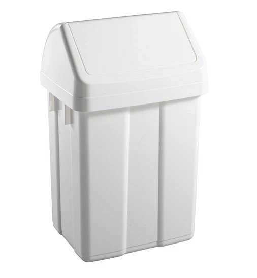 TTS Schwingdeckeleimer 50 Liter mit Schwingdeckel weiß Mülleimer Abfalleimer