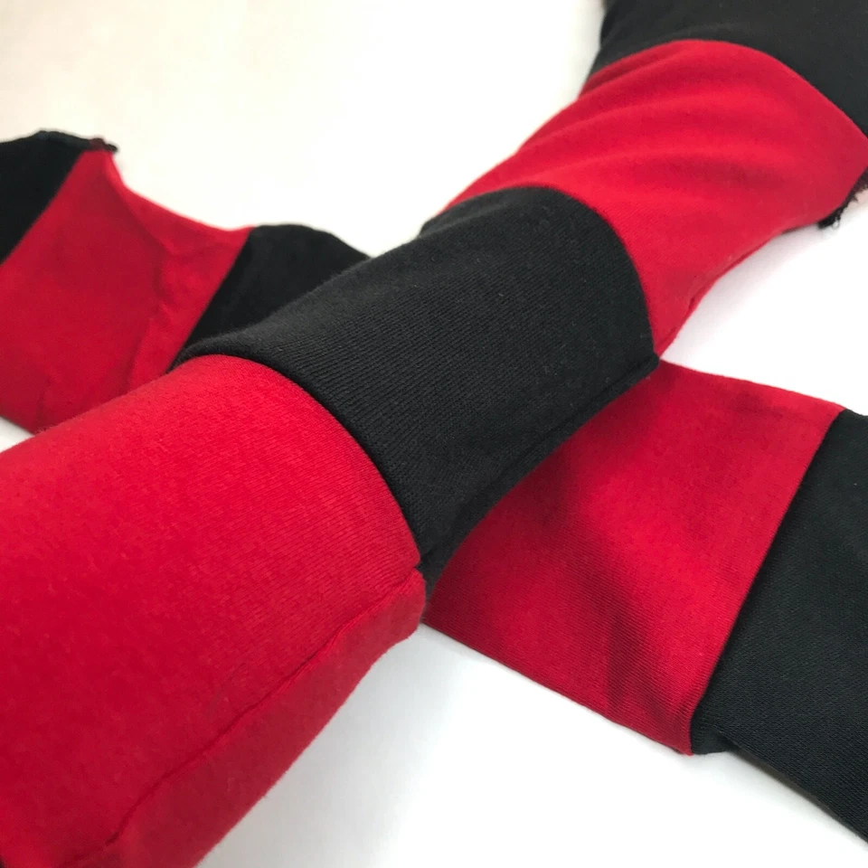 Guantes Largas a Rayas Rojo Calentadores de Manos Negro Calentabrazos Mangas Retazos Psy Goth Foto 3 de 4