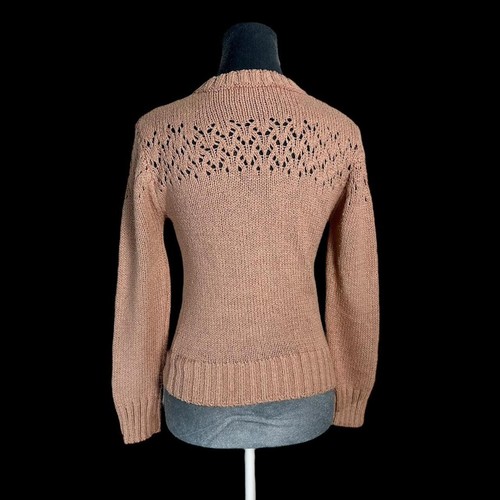 vintage 1980s pink knit cottagecore grandma sweater Margaret Chadwick sz s - Picture 4 of 8