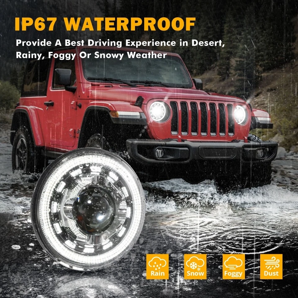 Faro LED redondo Auxbeam de 7 pulgadas haz alto/bajo DRL para Volkswagen Beetle 1967-1979 Foto 4 de 4