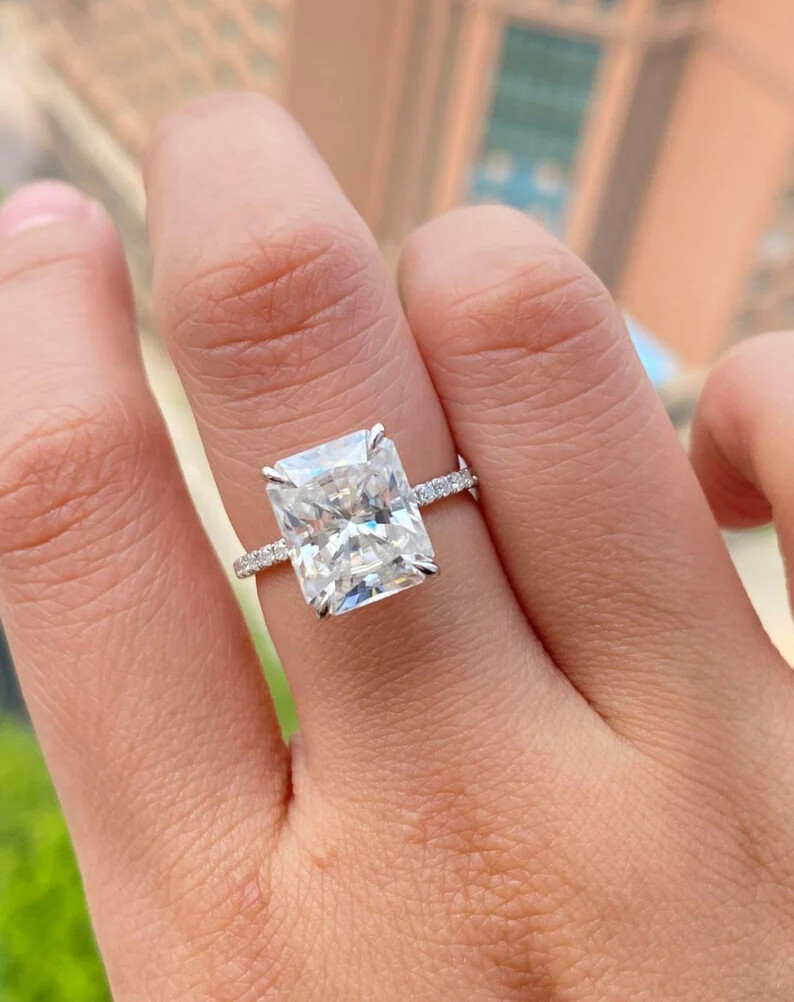 Carat Diamond Elongated Radiant Radiant Cut Engagement Rings