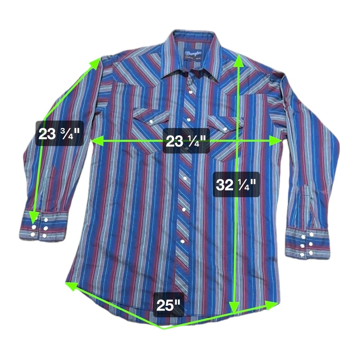Wrangler Mens Vintage Pearl Snap Western Striped Shirt L/S X