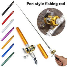 Mini Telescopic Portable Pocket Fish Pen Aluminum Alloy Fishing Rod Pole + Reel