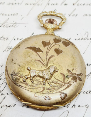 Depose embossed case yellow metal pocket watch 