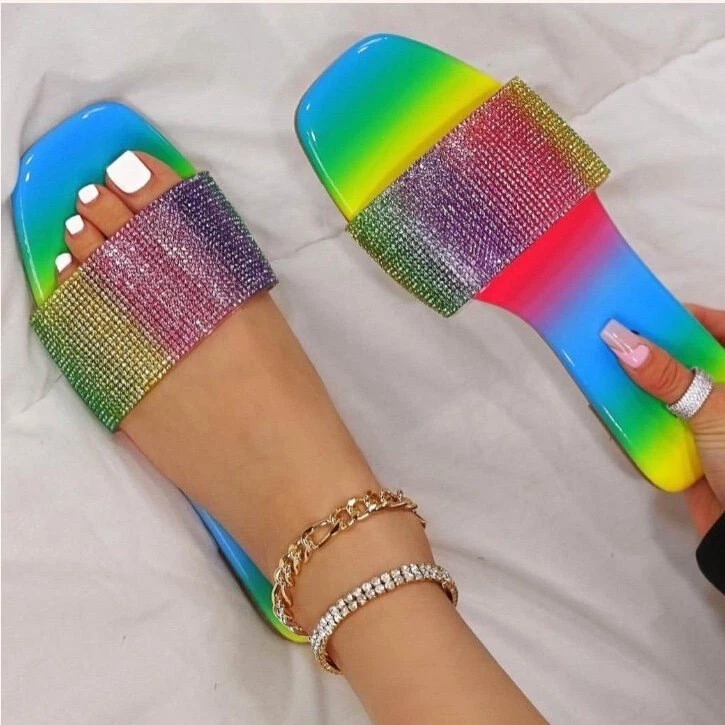 Multicolor rhinestone sale sandals