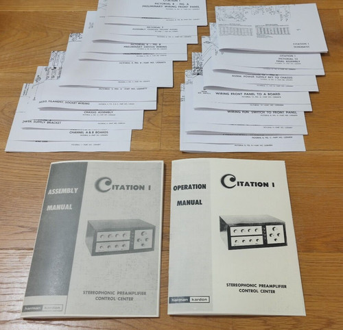 Harman Kardon Citation I 1 preamplifier Manual Schematic Pictorials FULL SCALE