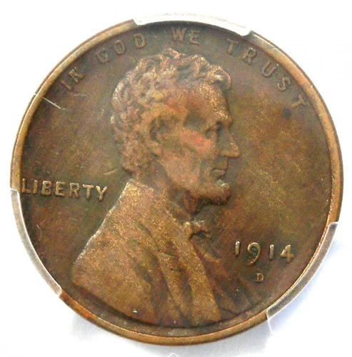 1914-D Lincoln Wheat Cent 1C - Certified PCGS XF Details - Rare Key Date Penny!