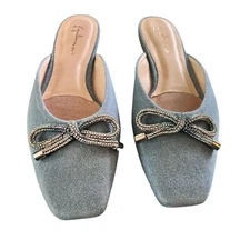Guilhermina DENIM Women's Ballet Flat Mules US 9 EU 40 Bow On Toe Summer Casual