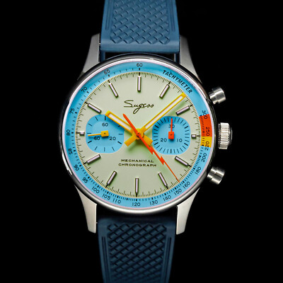 Sugess SWAN NECK x Exhibition caseback Chrono Mens Watch SEAGULL