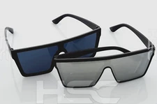 Futuristic Shield Sunglasses Flat Top Rimless Smoke and Silver Lens 2-PACK