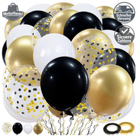 Luftballons Schwarz Gold 60 StüCk 12 Zoll Metallic Konfetti Latex FüR Party