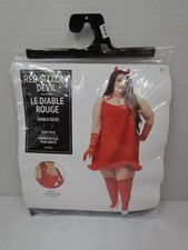 Red Sizzling Devil Costume Women's Plus XXL Headband, Dress And Hosiery