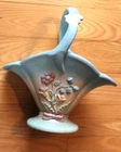 Hull Art Pottery RARE Bow Knot Large Blue Basket  B-12 10 1/2  EXCELLENT