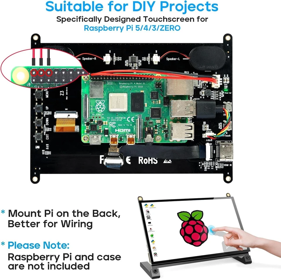 Versatile 7” Raspberry Pi Touch Screen Monitor with HDMI Input - Easy Assembly - Image 4 of 4