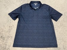 Greg Norman Polo Shirt Mens XL Navy Blue Patterned ML75 Golf Active Short Sleeve