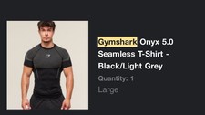Gymshark Onyx 5.0 v5 Seamless Short Sleeve T-Shirt Black/Light Grey - SIZE L