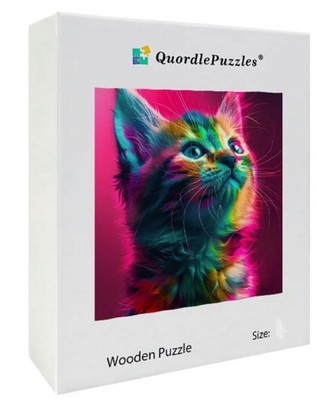 SALE   NEU VERSIEGELTE BOX Quordle mehrfarbig KATZE HOLZPUZZLE klein A5