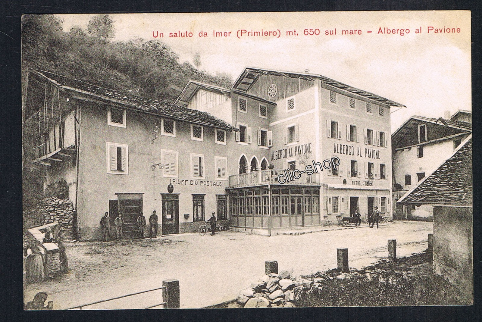 1 CARTOLINA UN SALUTO DA IMER PRIMIERO ALBERGO AL PAVIONE - TRENTO (i3405)