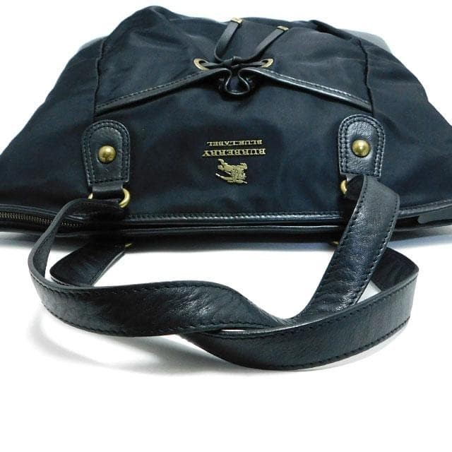 Burberry Blue Label Tote Bag Black Nylon Leather Shoulder Bag Japan Made New thumbnail 4