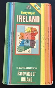 Vintage Bartholomew Maps Handy Map of Ireland Multicolor Booklet Easy Fold 1983