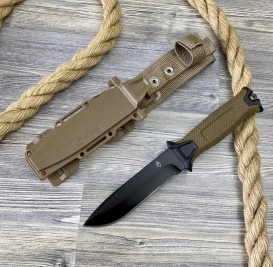 Gerber StrongArm Tactical Survival Knife Coyote Brown Serrated w/ Sheath