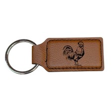 Keychain - Rectangle - Chicken - Leather