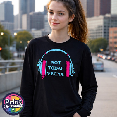 Not Today Vecna T-Shirt Stranger Things Langarmshirt Kopfhörer Grafik S-L