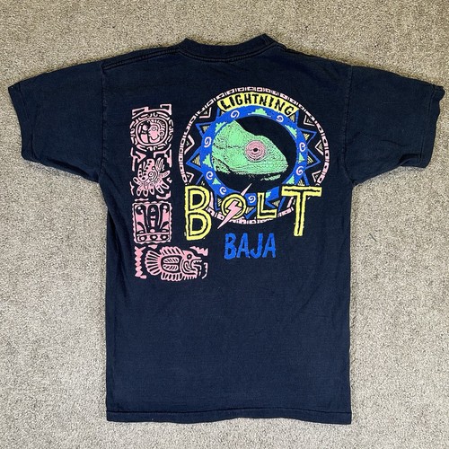 Vintage Lighting Bolt Baja T-Shirt 90s Chameleon Surf Tee Made In USA Size M