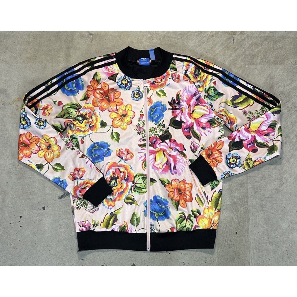 Adidas X Farm Rio Trefoil Floral Track Bomber Jacket Women's Size