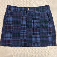 Y2K Old Navy blue, green, and purple plaid cotton mini skirt
