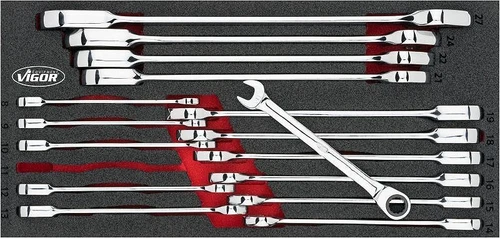 VIGOR RATSCHEN RING-MAULSCHLÜSSEL SATZ - SECHS-/ZWÖLFKANT - 16-TLG.
