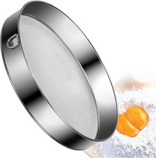 Mehlsieb aus Edelstahl, rund, 30 cm, Edelstahl, Mehlsieb, feines Backsieb für Ku