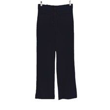 Halara Womens Wide Leg Pants M Navy Front Buttons Pockets Stretch Athleisure
