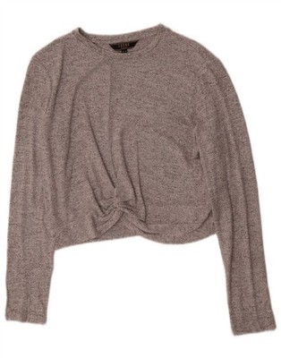 Lipsy Damen Crop U-Boot-Ausschnitt Pullover Pulli UK 14 Large Grau Viskose BV22