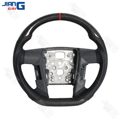 Real Carbon Fiber Sports Flat Steering Wheel for Ford F150 2011-2014 Red Strip 