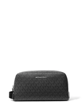 Michael Kors Hudson Toiletry Kit Travel Bag Signature Logo, Black