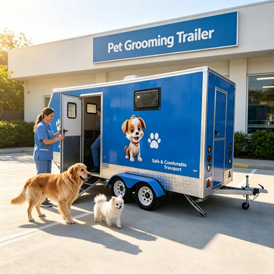Mobile Dog Cat Grooming Trailer Professional Pet Salon Van with Hot Water 