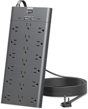 Surge Protector Power Strip, Extension Cord with 19 Outlets and 4 USB Ports, 6.5