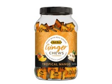 Ginger Chews, Tropical Mango Flavor, 1 Pound Jar, Individually Wrapped Soft C...