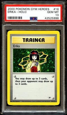 PSA 10 GEM MINT Erika 16/132 HOLO RARE Gym Heroes Pokemon Card | eBay