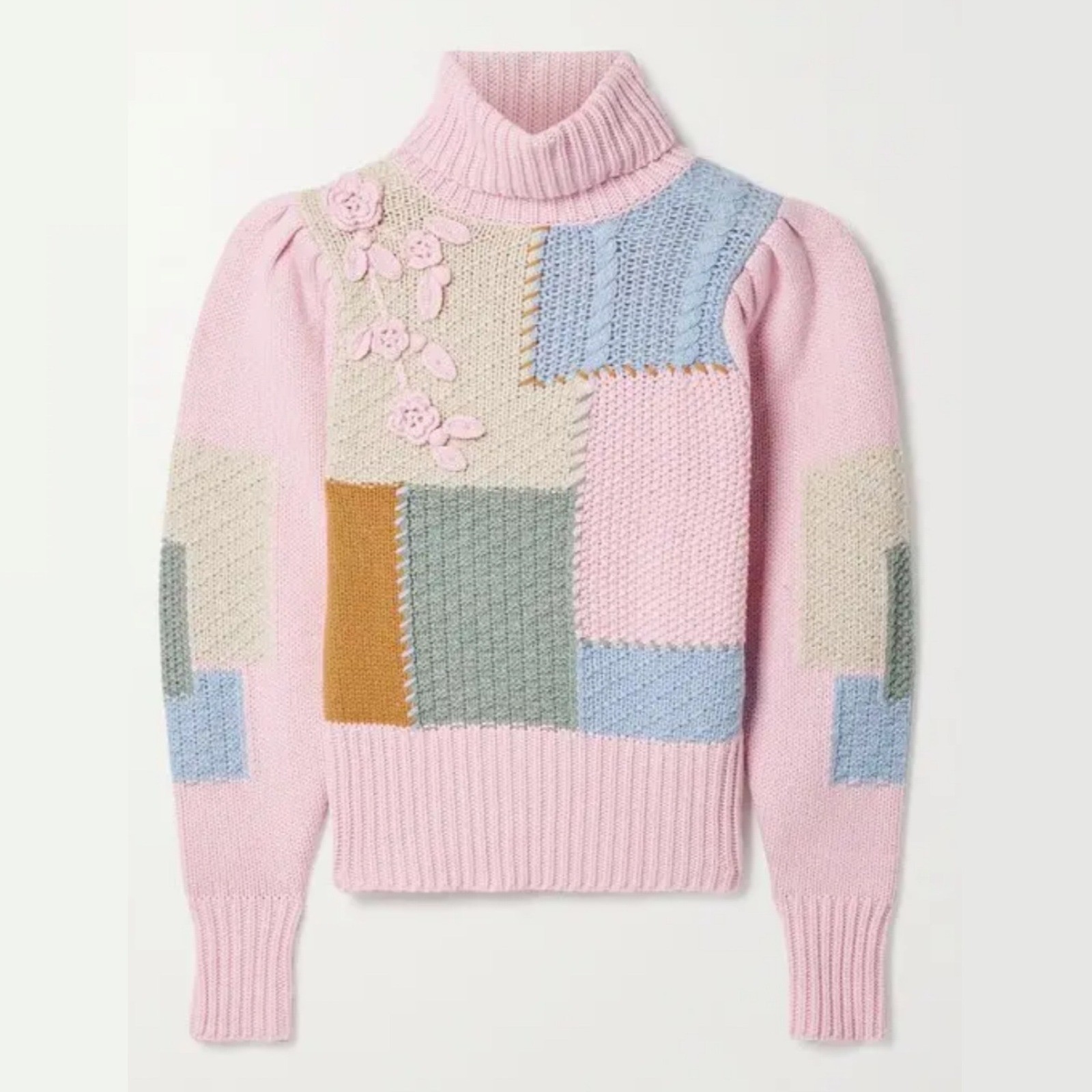 LoveShackFancy Patchwork Turtleneck Sweater Women… - image 20